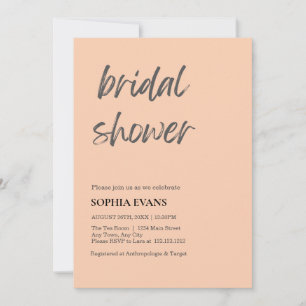 Modern Minimalist Apricot Orange Bridal Shower Invitation