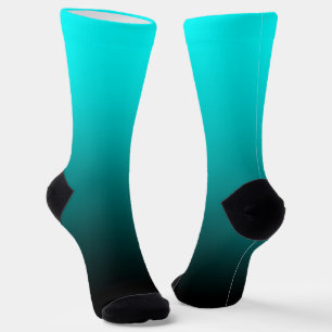 Modern Minimalist Aqua Black Gradient Socks