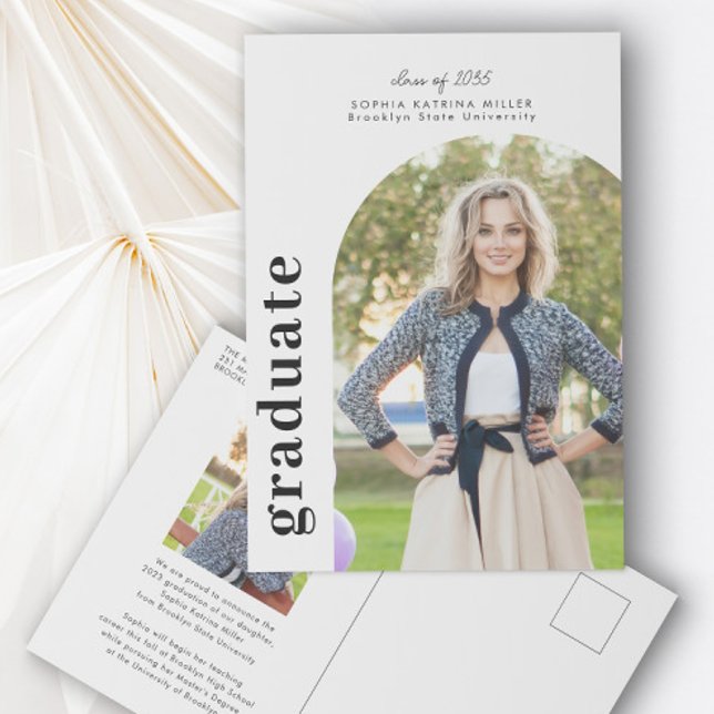 Modern Minimalist Arch 2 Photo Graduate Graduation Postcard (Creator Uploaded)