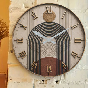 Modern Minimalist Arch Abstract Geometric Boho De Large Clock