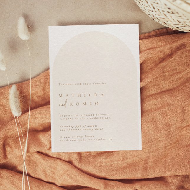 Modern minimalist arch beige wedding invitation  (Creator Uploaded)
