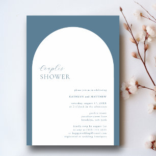 Modern Minimalist Arch Dusty Blue Couples Shower Invitation