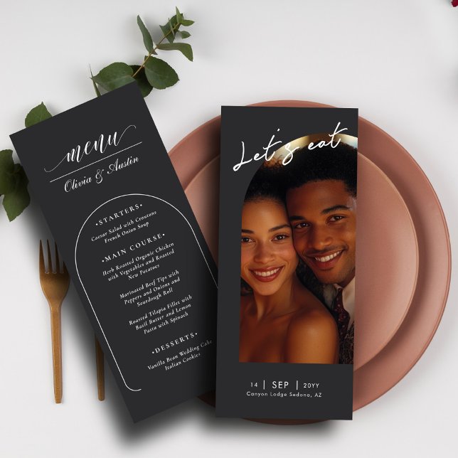 Modern Minimalist Arch Photo Elegant Wedding Menu (Creator Uploaded)