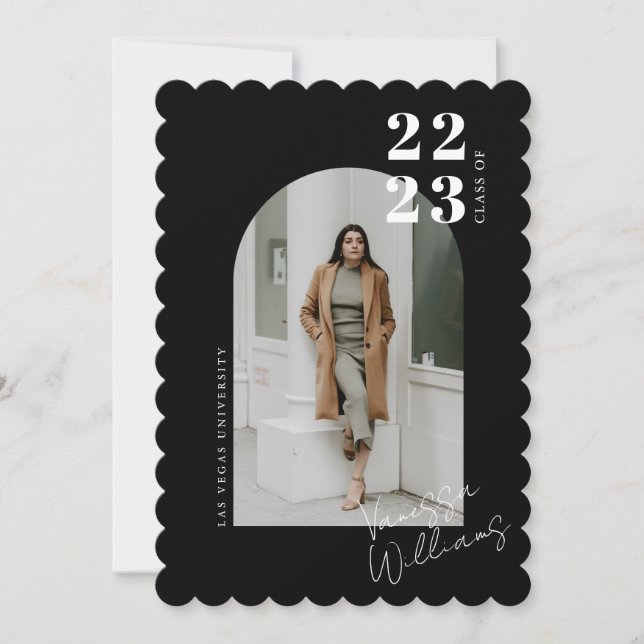 Modern Minimalist Arch Photo Graduation Party Invitation (Front)