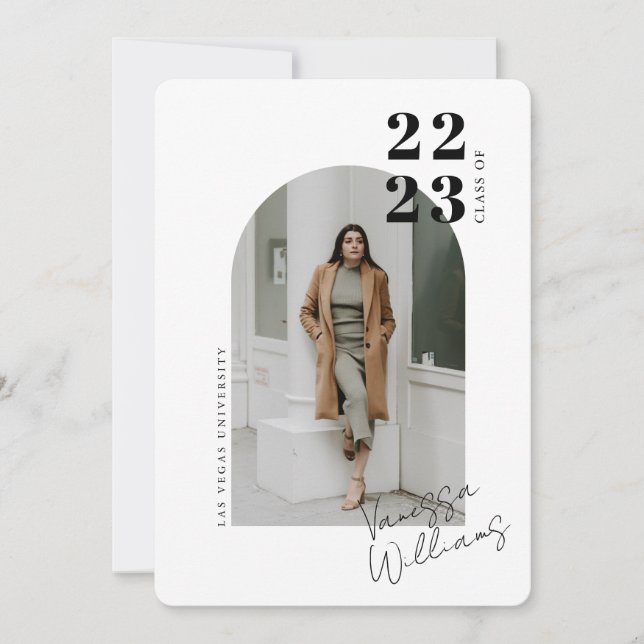 Modern Minimalist Arch Photo Graduation Party Invitation (Front)