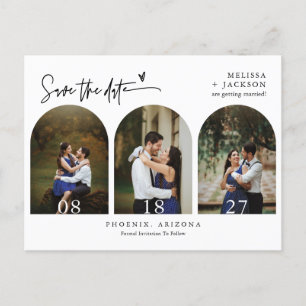 Modern Minimalist Arch Photo QR Code Save the Date Postcard