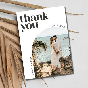 Modern Minimalist Arch Photo Wedding Thank You Postcard