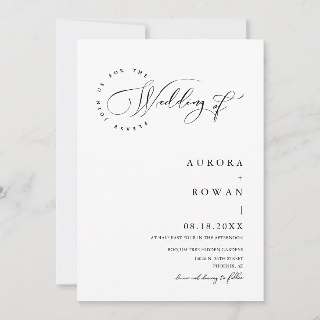 Modern Minimalist Arch QR Code Wedding Photo Invitation (Front)