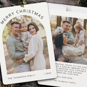 Modern Minimalist Arch Two Photo Merry Christmas Holiday Card