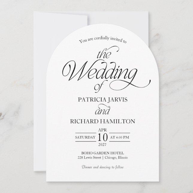 Modern Minimalist Arch Wedding Elegant Invitation (Front)