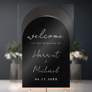 Modern Minimalist Arch Wedding Welcome Acrylic Sign
