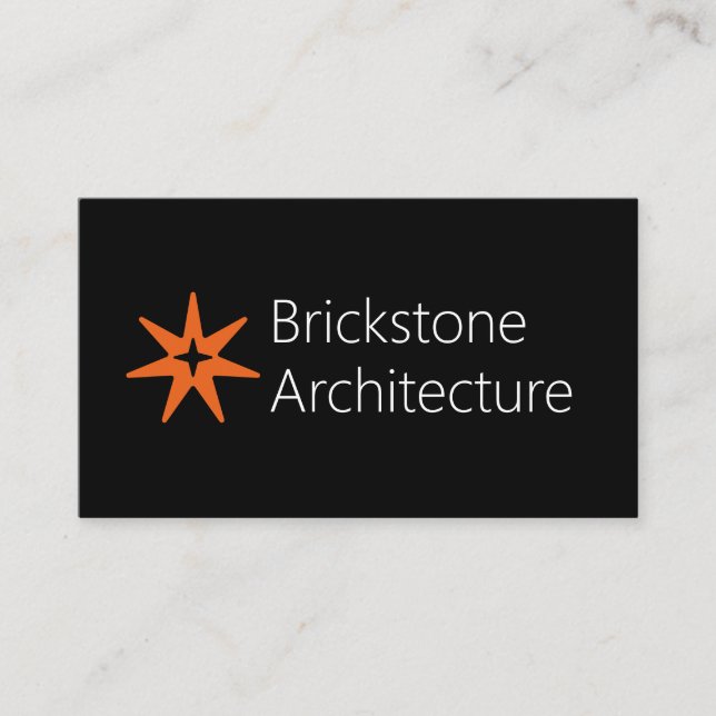 Modern Minimalist Architecture Bold Black & Orange Business Card (Front)