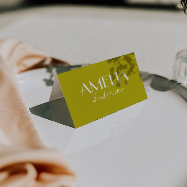 Modern Minimalist Army Green Wedding Place Cards (Creator Uploaded)