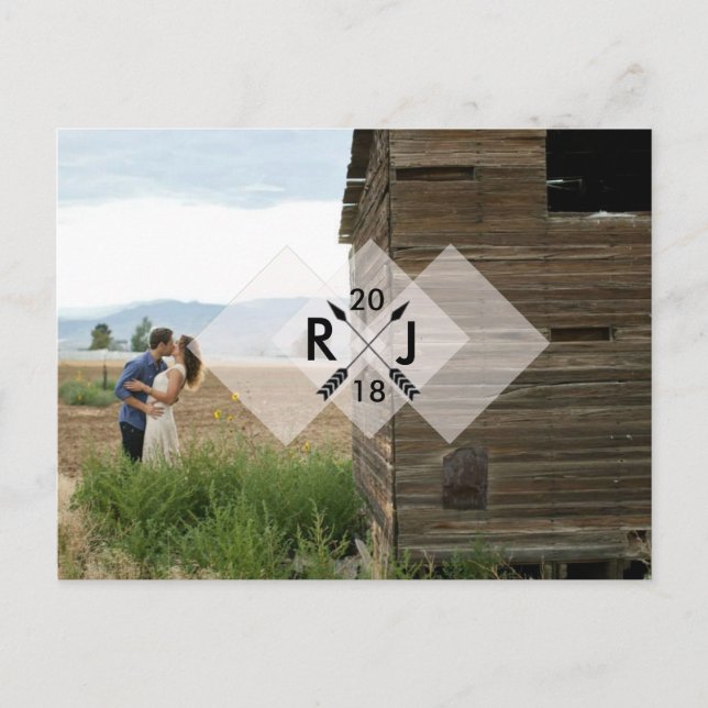 Modern Minimalist | Arrow Graphic | Wedding Postcard (Front)
