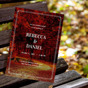 Modern Minimalist Autumn Scenic Wedding Invitation