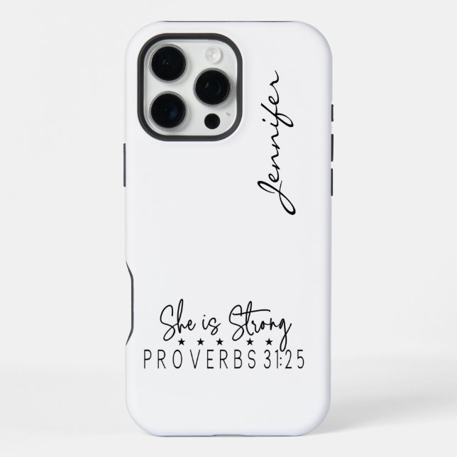 Modern Minimalist B&W Bible Verse Proverbs iPhone Case (Back)