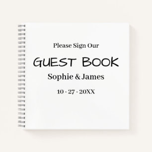 Modern Minimalist B&W Wedding Guest Book notebook