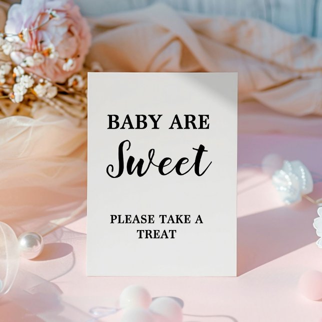 Modern minimalist baby are sweet baby shower favou pedestal sign (Creator Uploaded)
