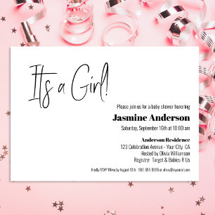 Modern Minimalist Baby Girl Baby Shower Invitation