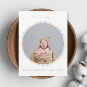 Modern Minimalist Baby Photo Birth Announcement