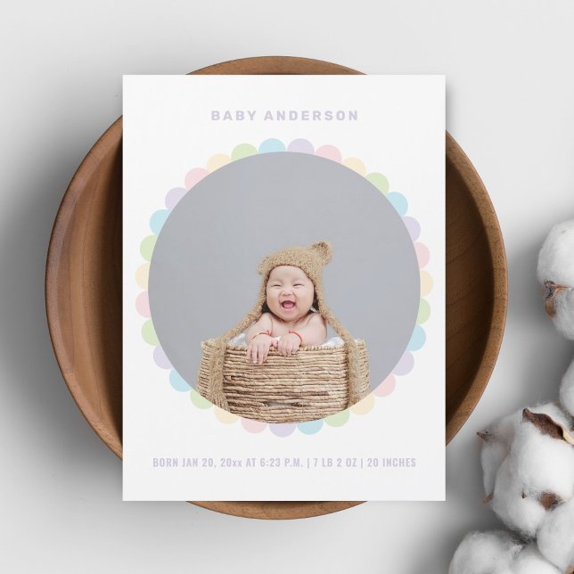 Modern Minimalist Baby Photo Birth Announcement (Creator Uploaded)