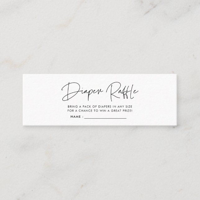Modern minimalist baby shower diaper raffle ticket (Front)