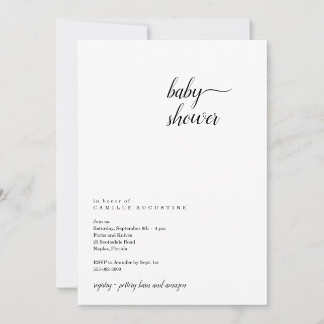 Modern & Minimalist Baby Shower Invitation (Front)