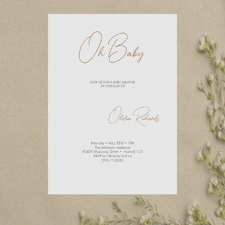 Modern Minimalist Baby Shower Invitation Oh Baby