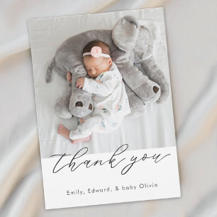 Modern Minimalist Baby Shower Photo Thank You Card