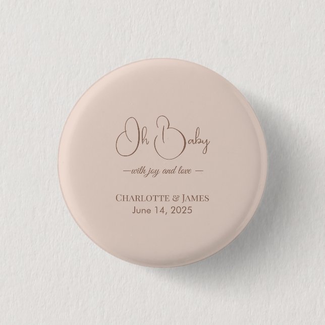 Modern Minimalist Baby Shower | Powder Blush 3 Cm Round Badge (Front)