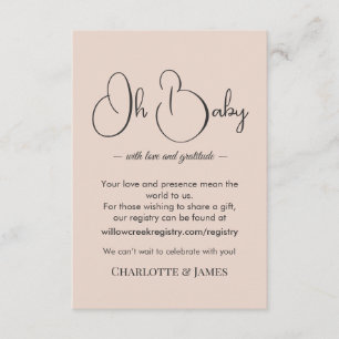 Modern Minimalist Baby Shower   Powder Blush Enclosure Card