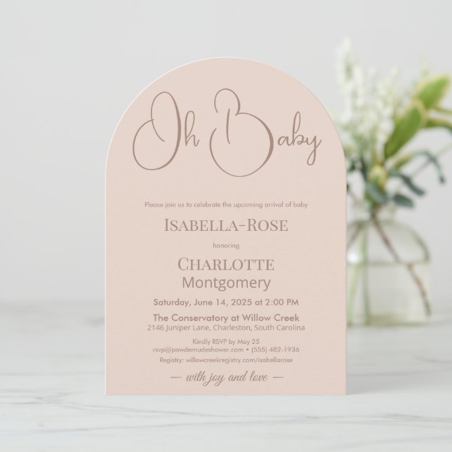 Modern Minimalist Baby Shower | Powder Blush Invitation (Standing Front)