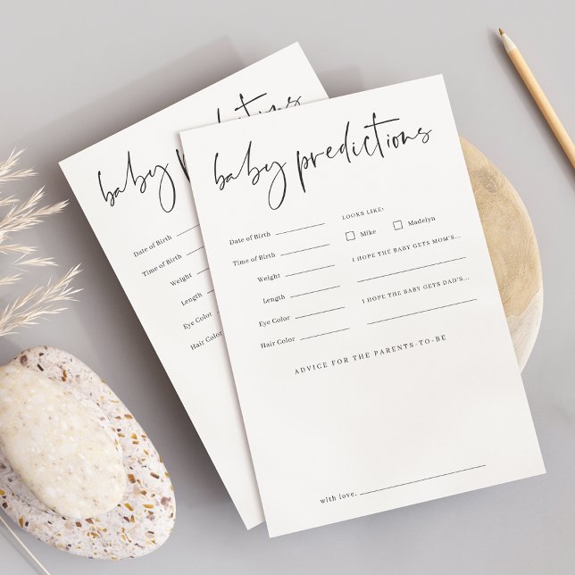 Modern Minimalist Baby Shower Predictions Game Flyer (Creator Uploaded)