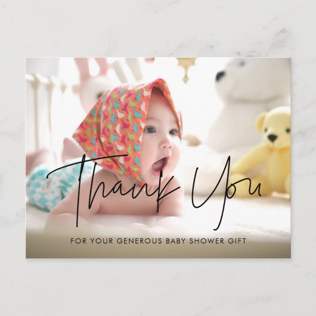 Modern minimalist Baby shower thank you Postcard (Front)