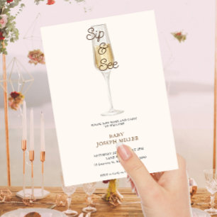 Modern Minimalist Baby Sip And See Baby Shower Invitation