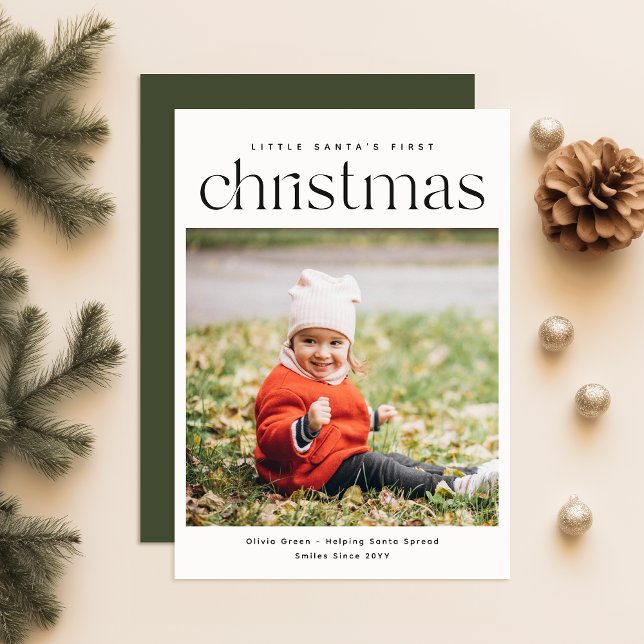 Modern Minimalist Baby's First Christmas Photo Holiday Card (Creator Uploaded)