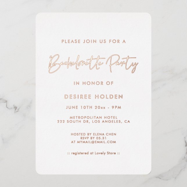 Modern minimalist Bachelorette Party (Front)