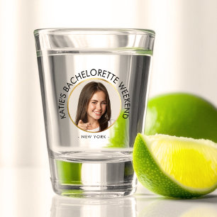 Modern Minimalist Bachelorette Party Bride Photo Shot Glass