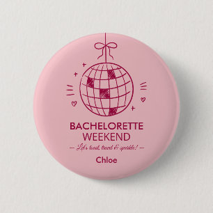 Modern Minimalist Bachelorette Weekend Pink 6 Cm Round Badge