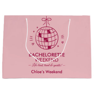 Modern Minimalist Bachelorette Weekend Pink Large Gift Bag