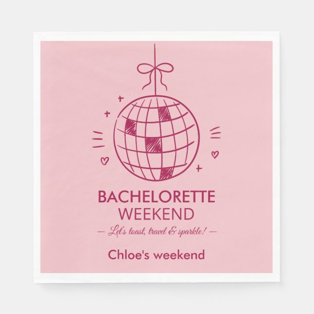 Modern Minimalist Bachelorette Weekend | Pink  Napkin (Front)