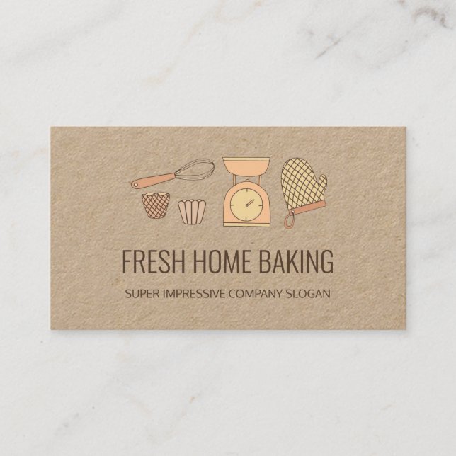Modern Minimalist Bakery Premium Kraft Paper Business Card (Front)