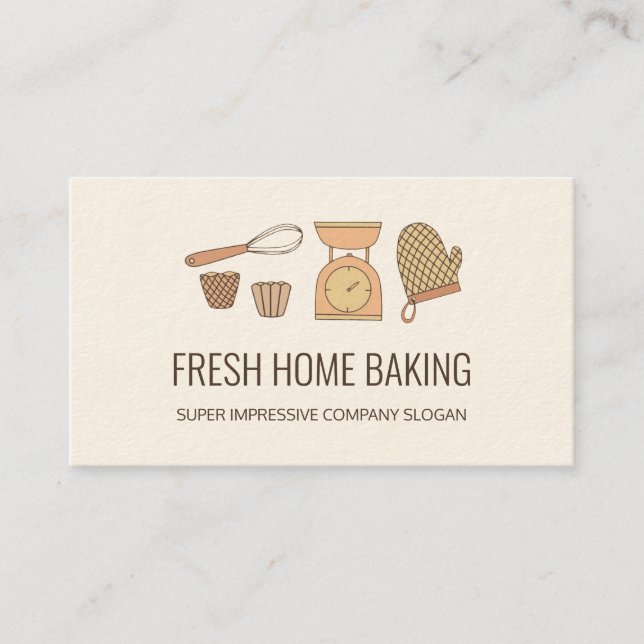 Modern Minimalist Bakery Signature Cream Paper Business Card (Front)