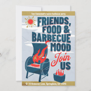 Modern minimalist barbeque party invitation card