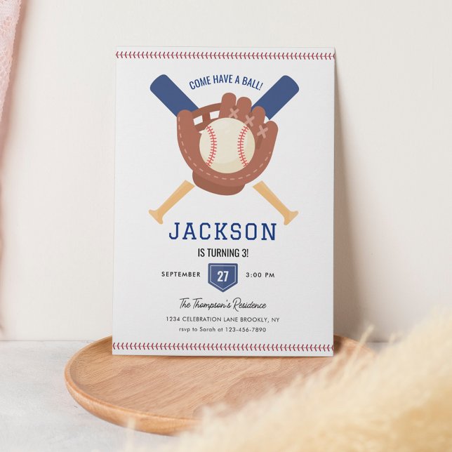 Modern Minimalist Baseball Batter Up Birthday Invitation (Creator Uploaded)