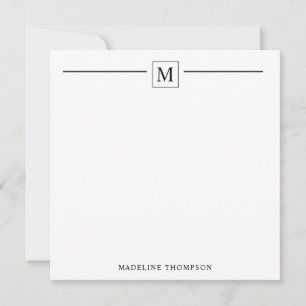 Modern Minimalist Basic Black Monogram Line Card