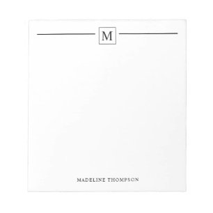 Modern Minimalist Basic Black Monogram Line Square Notepad