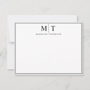 Modern Minimalist Basic Broder Black Monogram  Card