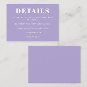 Modern Minimalist Bat Mitzvah Lavender Purple Enclosure Card