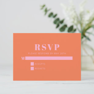 Modern Minimalist Bat Mitzvah Pink Orange Custom RSVP Card